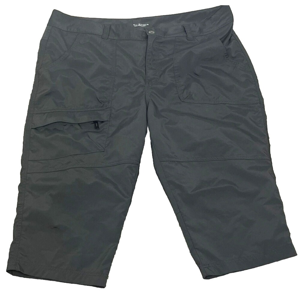 Columbia Pants Capri Hiking SPF Omni Shield Zip Pocket Stretch Gray Women 16 W